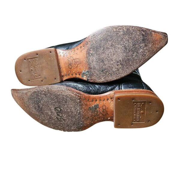 Los Altos Black Ostrich Leather Boots Mens Size 8 EE width Rodeo Western Cowboy - Picture 14 of 15